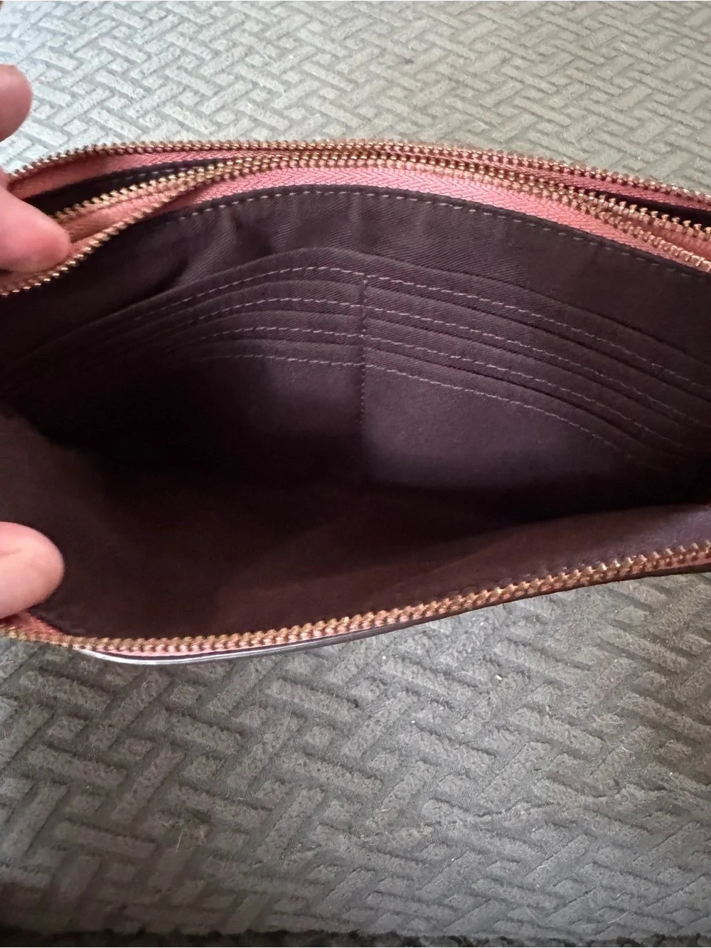 Coach Pink Pebbled Leather Wristlet with Gold Logo